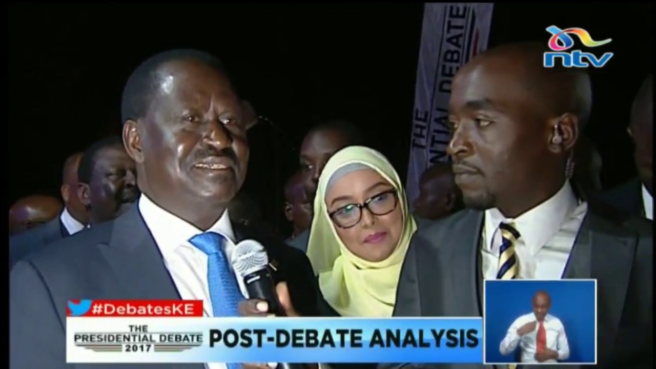 Raila Odinga arrives for the Presidential debate