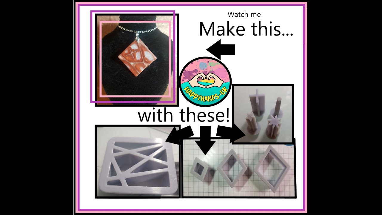 Mokume Gane 'Triangle' press tool. Easy polymer clay pendant and earrings tutorial  #HappyHandsuk