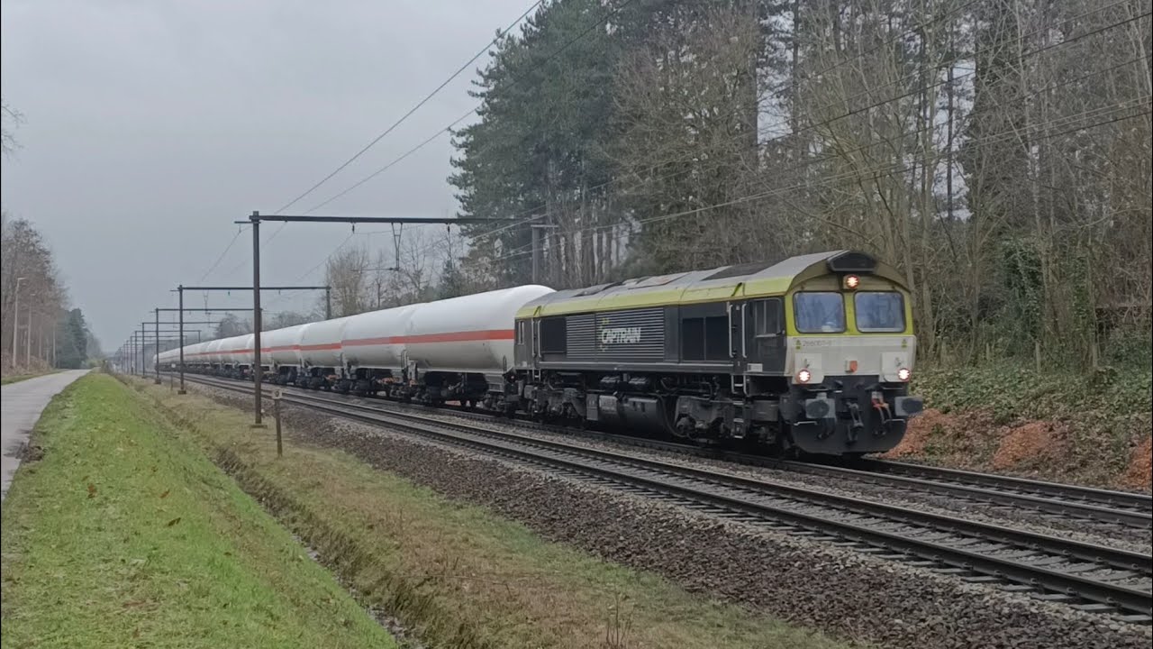Captrain class 66 🖤🤍💚🔥 met ketel trein in Langdorp #dieselpower #captrain #class66 