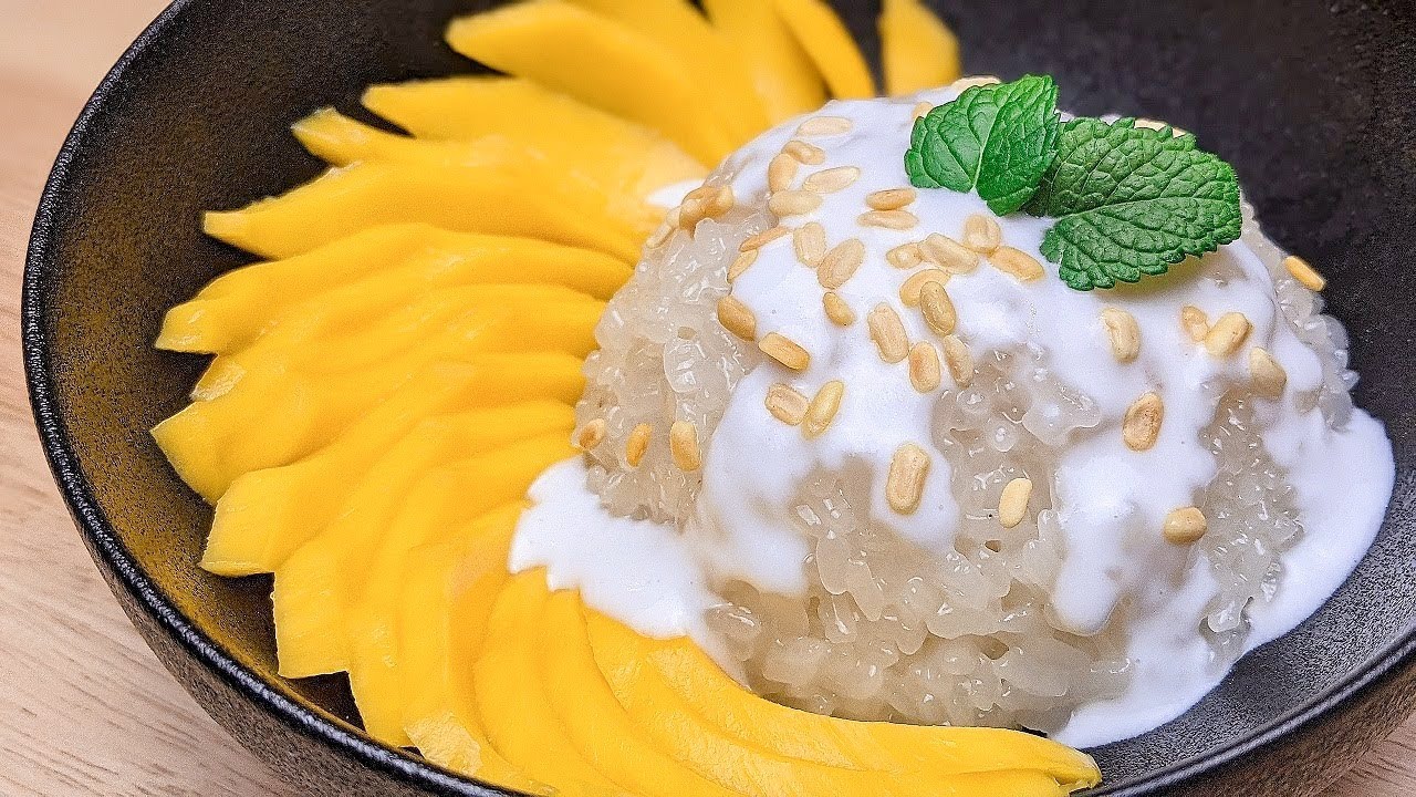 Recette pour le THAI MANGO STICKY RICE (mangue et riz collant/gluant) - HOP DANS LE WOK