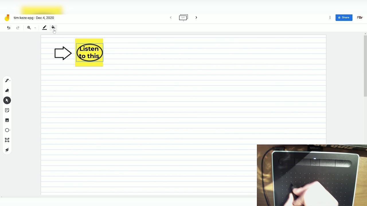 Using a Drawing Tablet on a Virtual Whiteboard with Google Meets