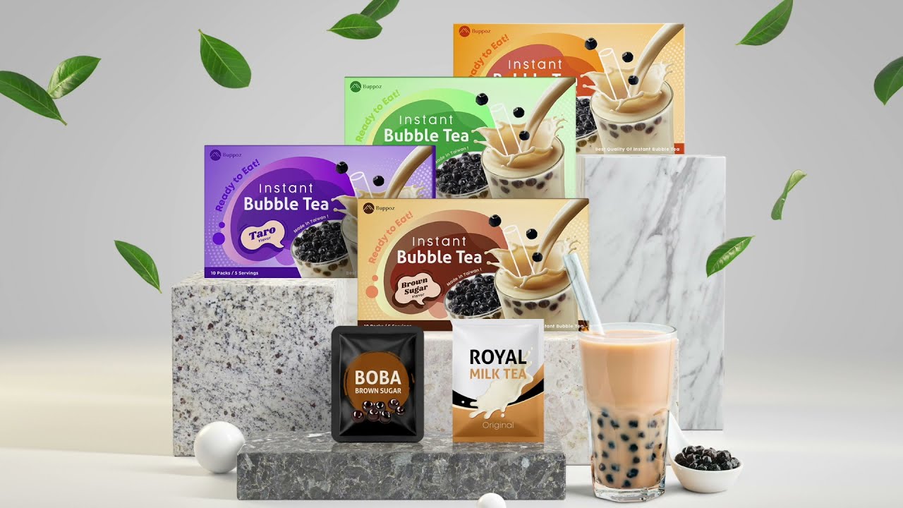 Instant Bubble Tea Kit - Tea Bag, Syrup and Boba Set