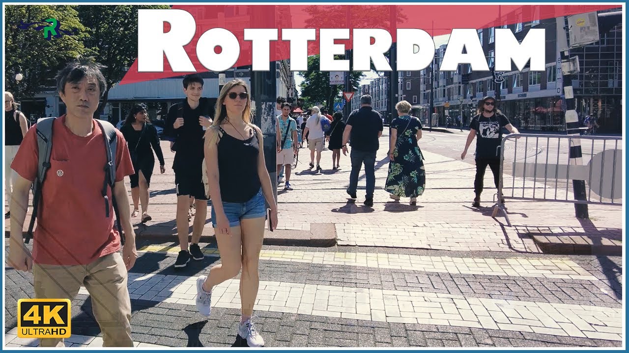 Walking Tour in Rotterdam /A sunny day- Rotterdam Blaak  - Willemsbrug -Rotterdam center - 4k / 2022