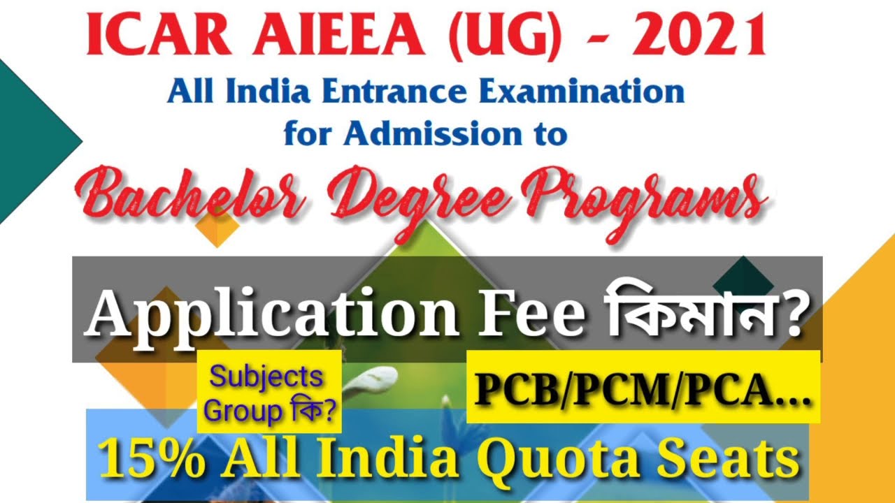 ICAR'S AIEEA UG 2021 Schedule Application Fee and Scheme of Examination | National Testing Agency