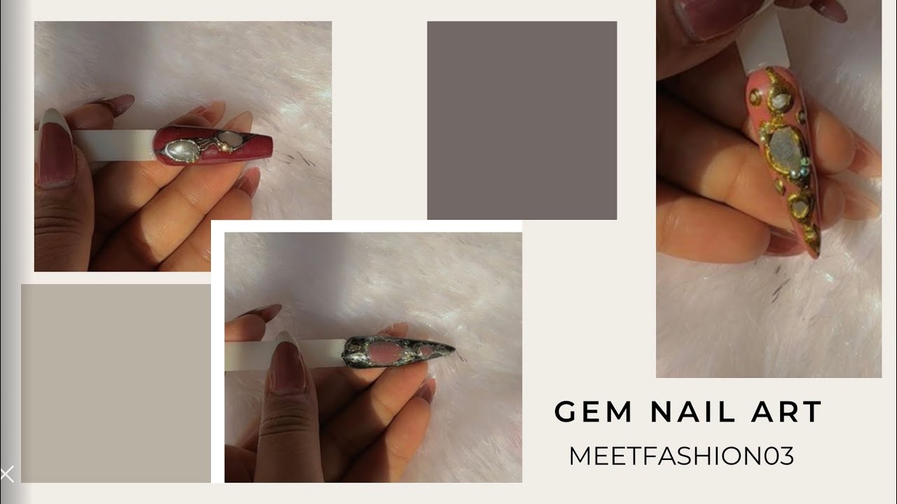 Gem nail art design with chrome #ytvideo #youtubevideo #trending #viralvideo #video #chrome #cateye