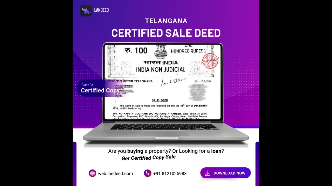 Get Sale deed certified copy delivered | Instant online and home delivery | Landeed
