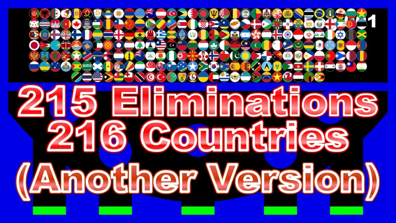[Another version] 216 countires & 215 times eliminations marble race in Algodoo | Marble Factory