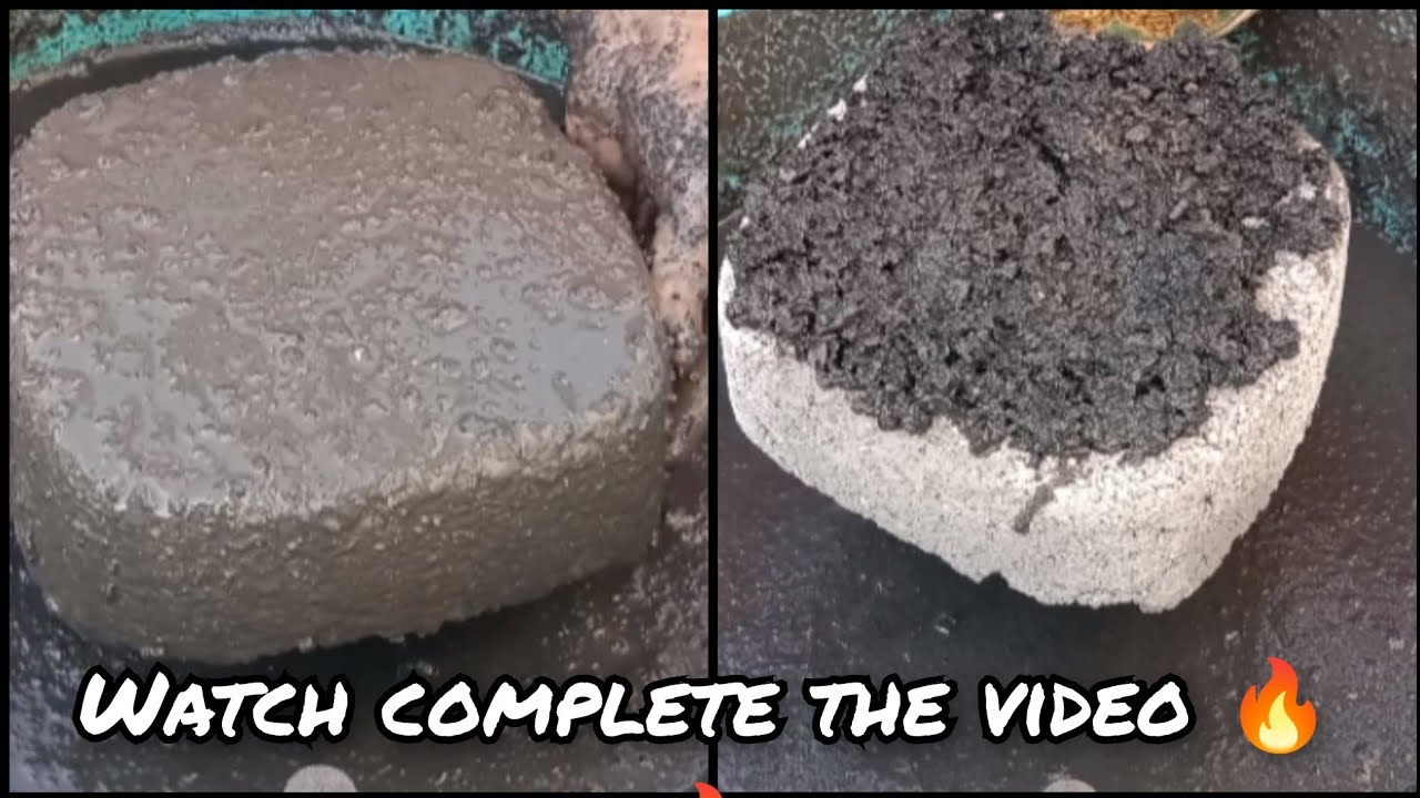 Dusty Charcoal sand cement shape's dipping/dry/water crumbling|unique asmr