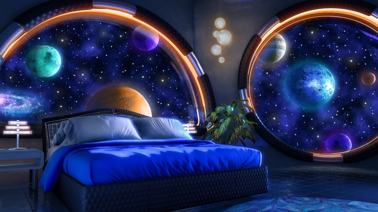 Cosmic White Noise for Sleep in Luxury Spaceship Bedroom