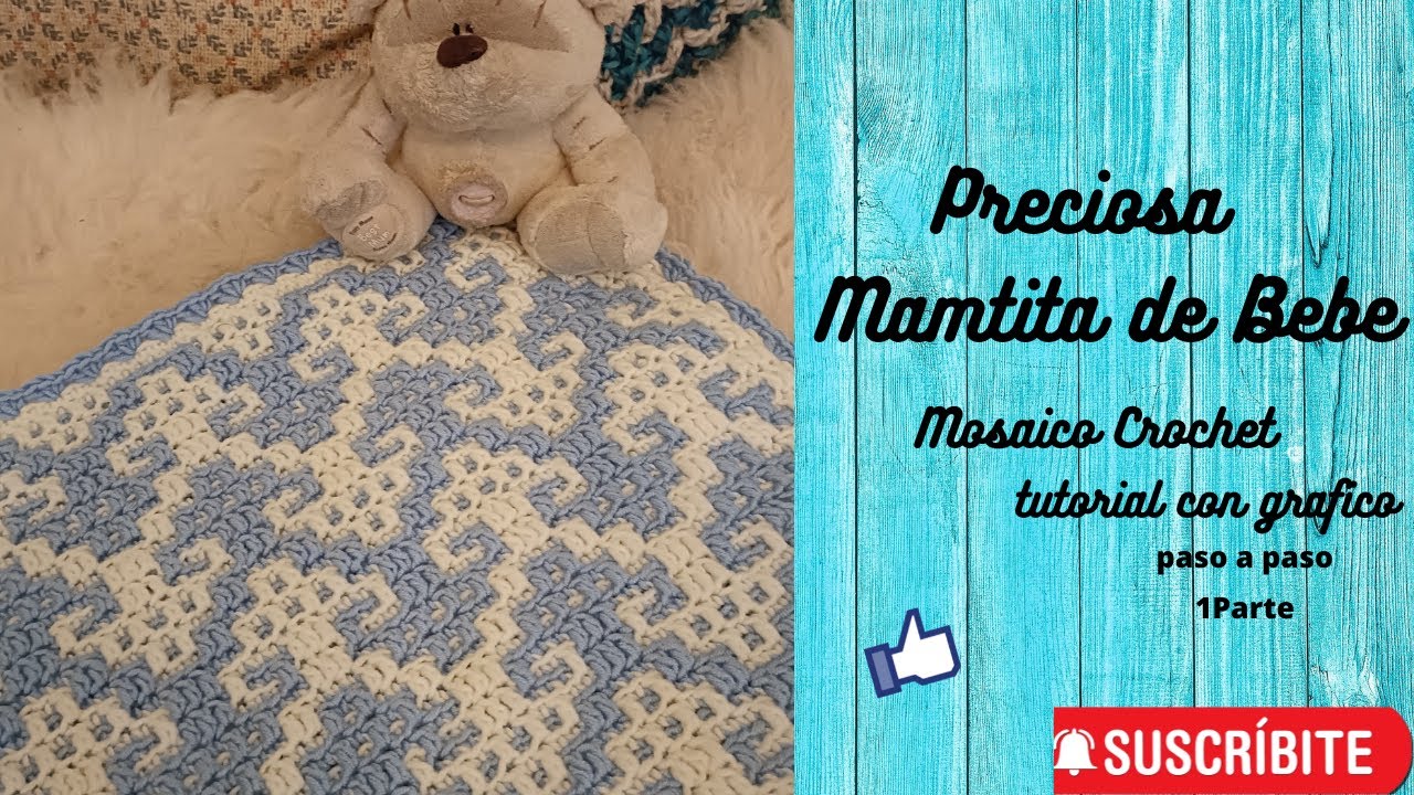 Patrón para Mantita de  Bebé en Mosaico Crochet  1 Parte@CrochetMosaicoconMaria64