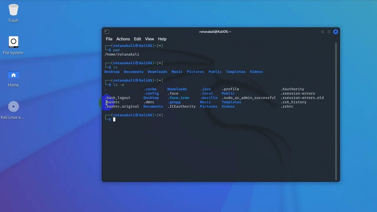 Basic Command on OS Kali Linux KH tutorial