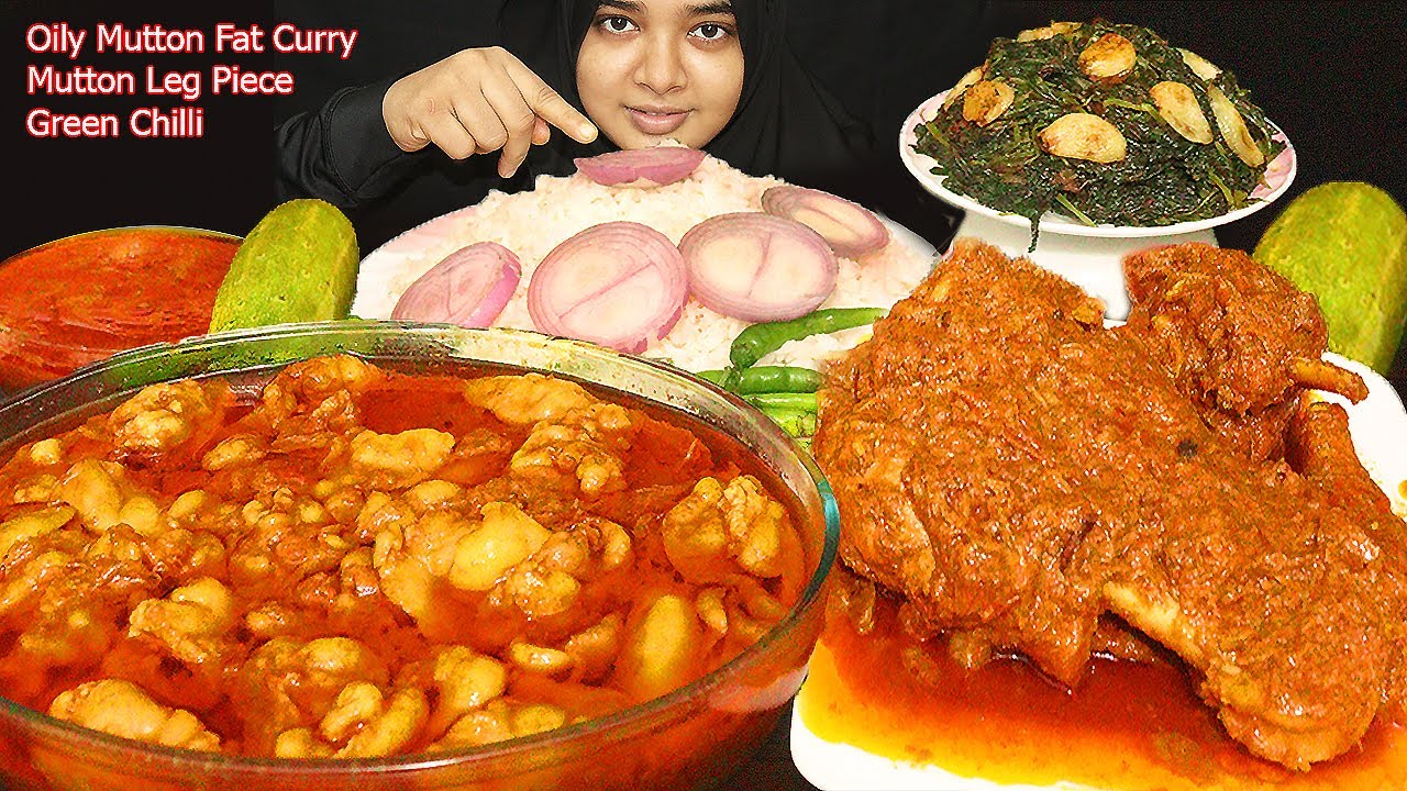 ASMR:Eating Most Oily Mutton Fat Curry🔥 BIG Mutton Leg Piece Curry, MUTTON GRAVY, RICE, ONION, CHILI