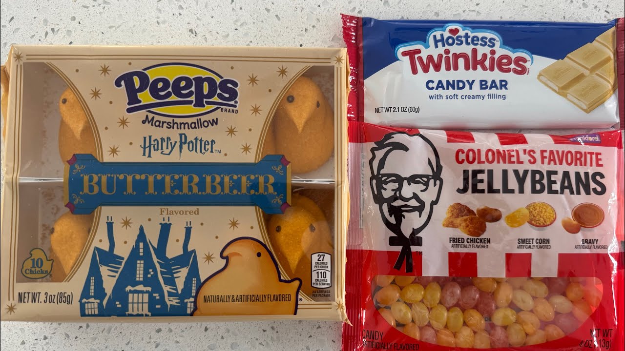 KFC jellybeans, peeps butterbeer, hostess Twinkie candy bar