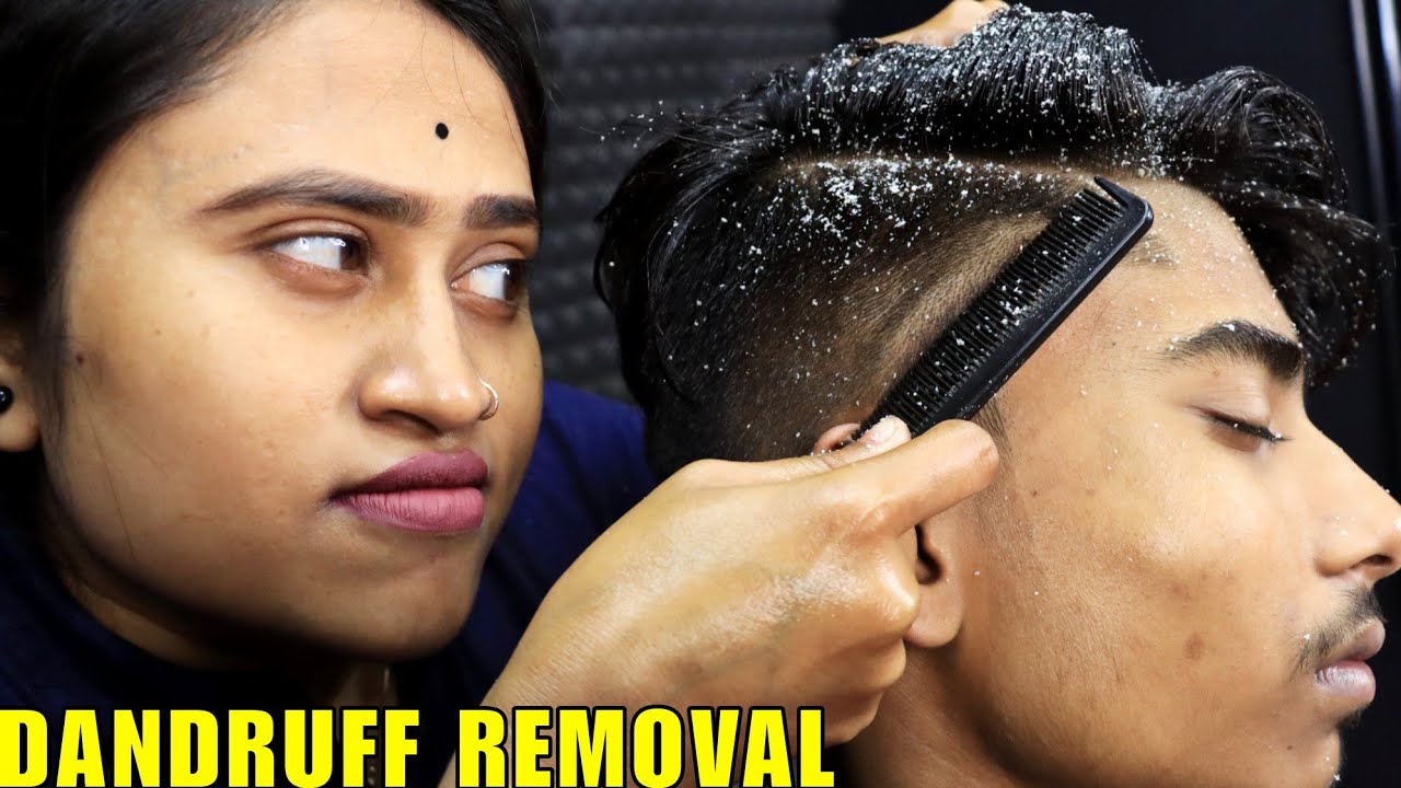 Dandruff Removal by Barber Girl Pakhi | Head Massage & Comb Scratching | Neck Cracking | ASMR