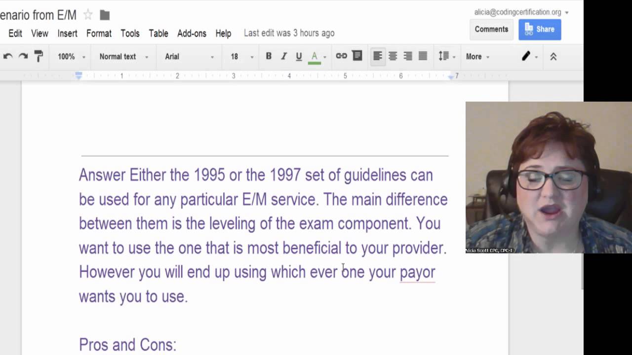 Medical Coding Scenario from E&M Coding