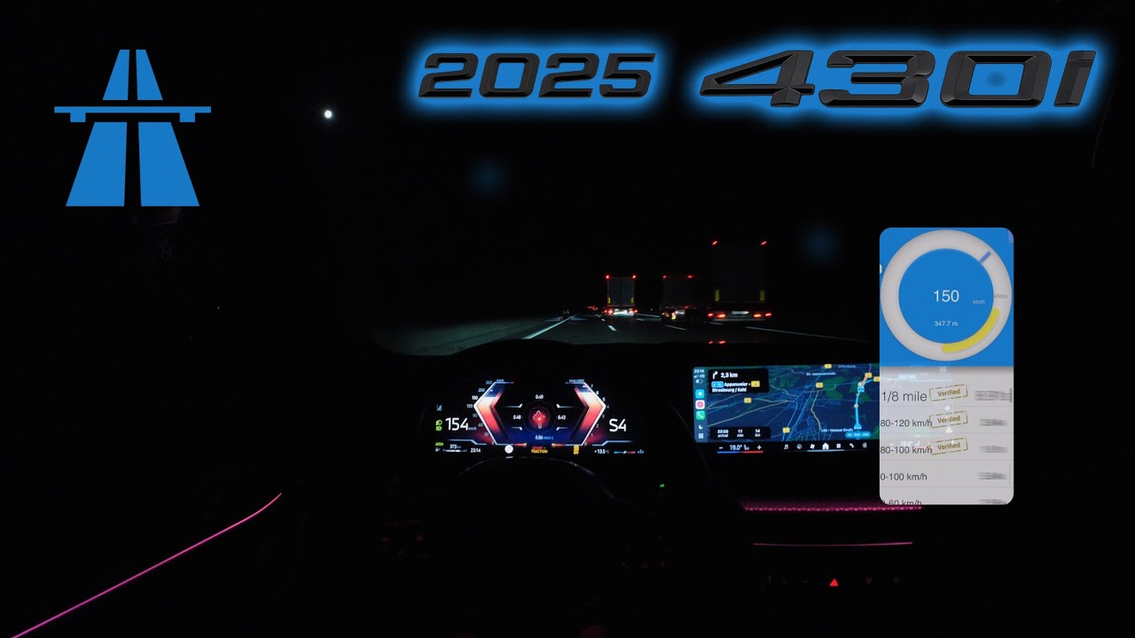 2025 BMW 430i // 0-100 / 0-200 / 1/4mile ACCELERATION & SOUND on GERMAN AUTOBAHN
