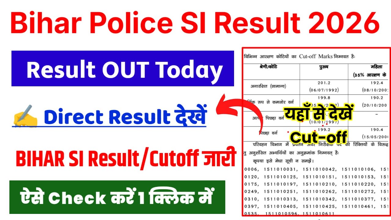 Bihar Police SI Result 2026 🔴 Bihar Police SI Result 2026 Kaise Dekhe ? Bihar Daroga Result 2026 Pdf