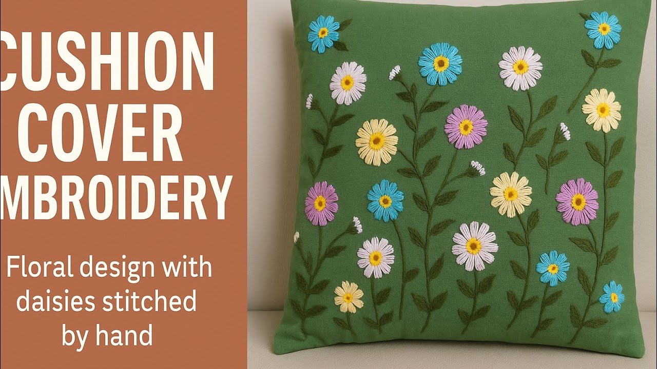 Hand embroidery / Beautiful Floral Cushion Cover Embroidery | Easy Hand Embroidery for Beginners
