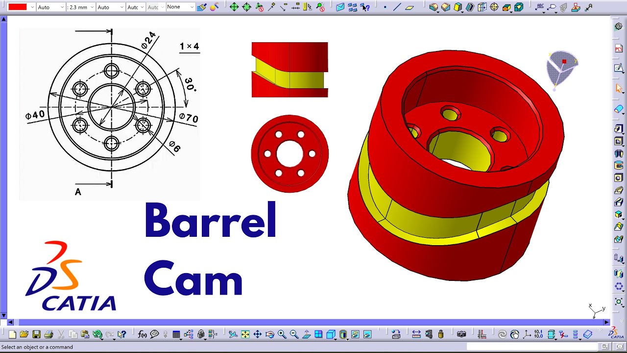 How to Create a Barrel Cam Using CATIA Surface Design | CATIA V5 GSD Tutorial ⚙️