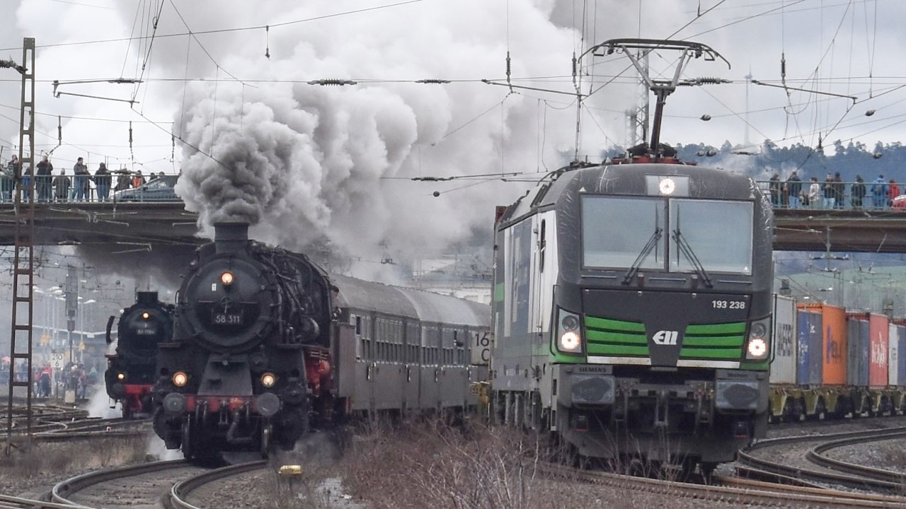 Viel Bahnverkehr in Bebra – 58 311 und 01 1104 parallel || 14/3/26 || Parallel Steam & Freights