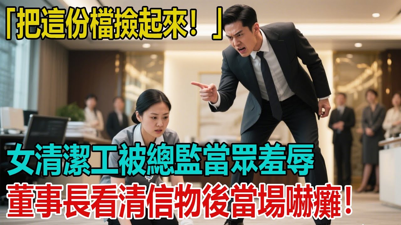「把這份檔撿起來！」新來的女清潔工被總監當眾羞辱，被迫跪地撿檔，直到董事長看清她脖子上的「那枚信物」，竟當場嚇癱在地！