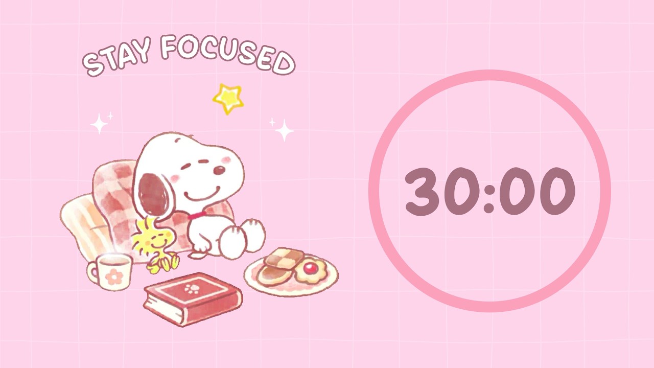 🐶 Study with Me | Snoopy Study Time with Snacks | 30/5 Timer | Chill Lo-fi 🎧 | 4 Hour Focus Session