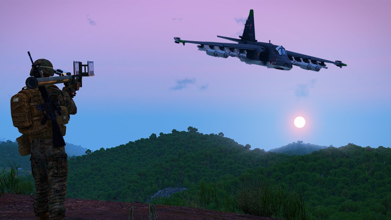 Su-25 Takes a Direct Hit from Stinger Missile - Fighter Jet Shot Down - ARMA 3