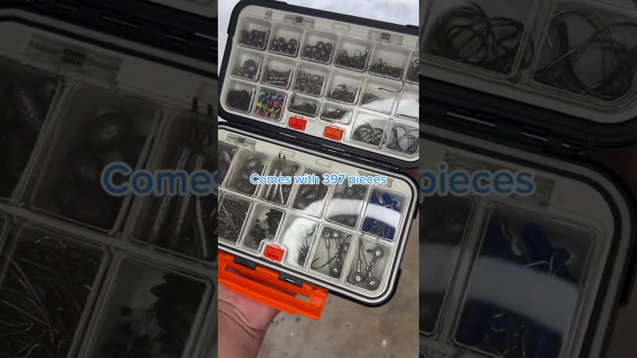 A tackle box fishermen all need for summer. 397 Pieces included, hooks, weights, everything!!