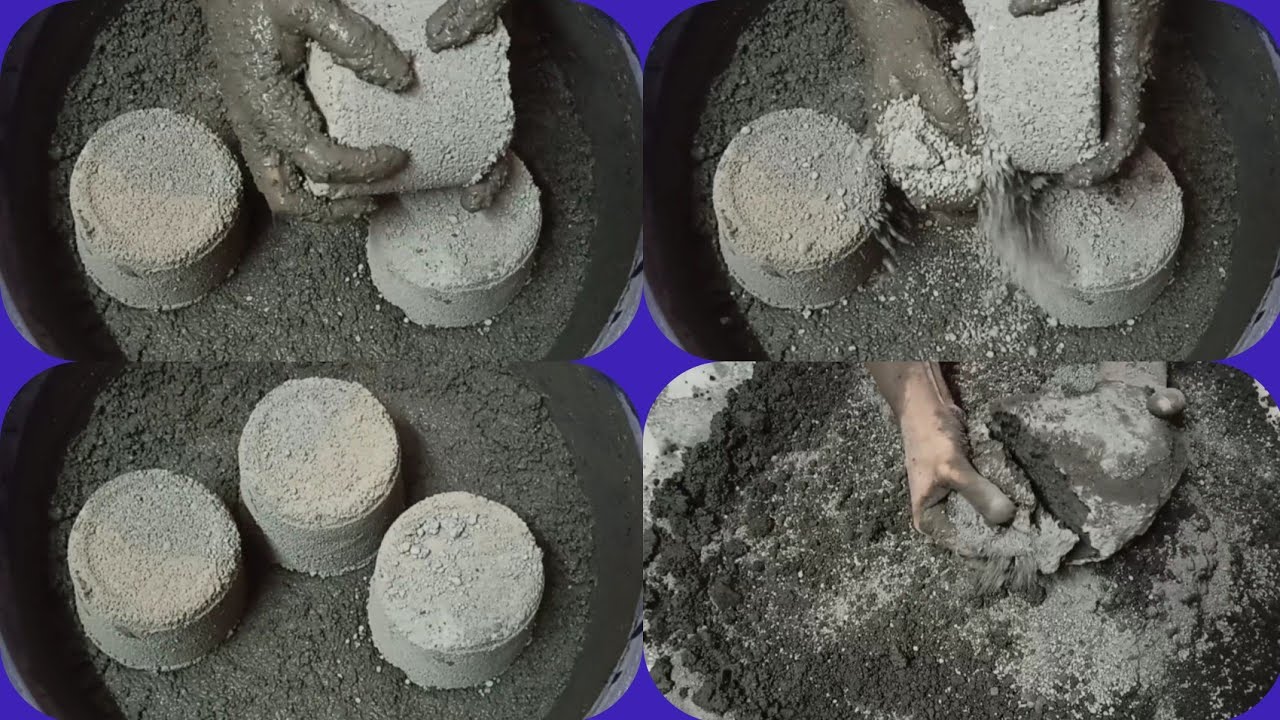 Soft Gritty Sand Cement Crumbling on Paste & Paste Mixing on Floor ASMR #647