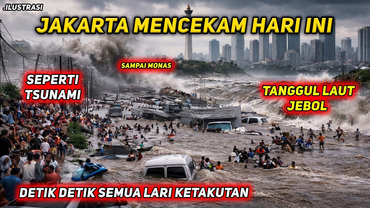JAKARTA BANJIR MENGERIKAN! TANGGUL LAUT JAKUT JEBOL, BANJIR MENJALAR SAMPAI MONAS, KOTA LUMPUH TOTAL