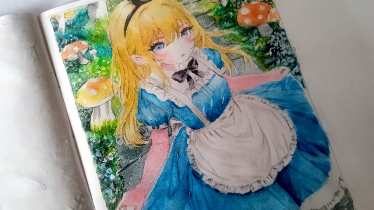 Girl with garden inspired Aesthetic painting | water color painting 