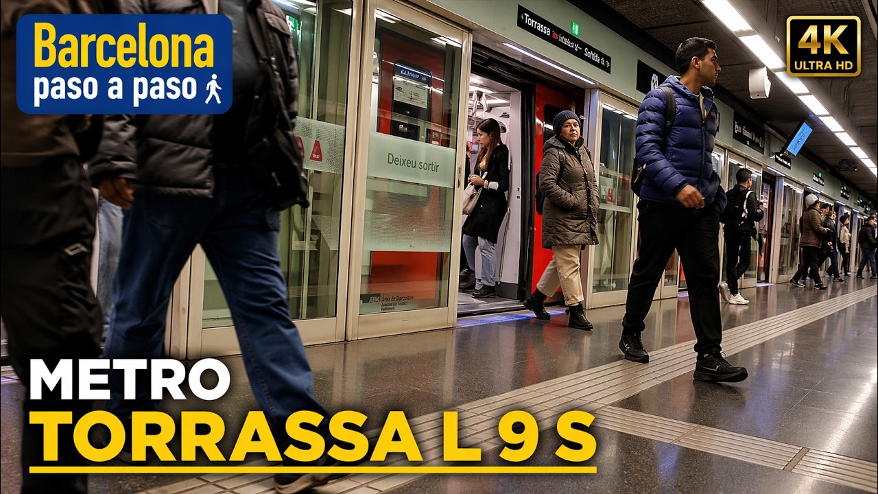 Metro Torrassa L 9 S | Barcelona en metro | Paseos por Barcelona 4K | España