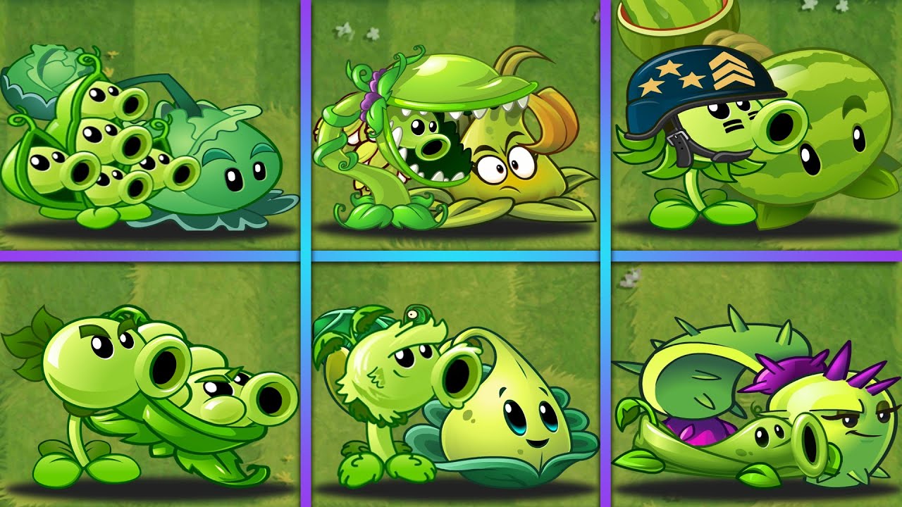 PvZ 2 - Best 6 PAIR GREEN Pea & Pult Team Plants Battlez - Who Will Win? - Team Plant vs Team Plant