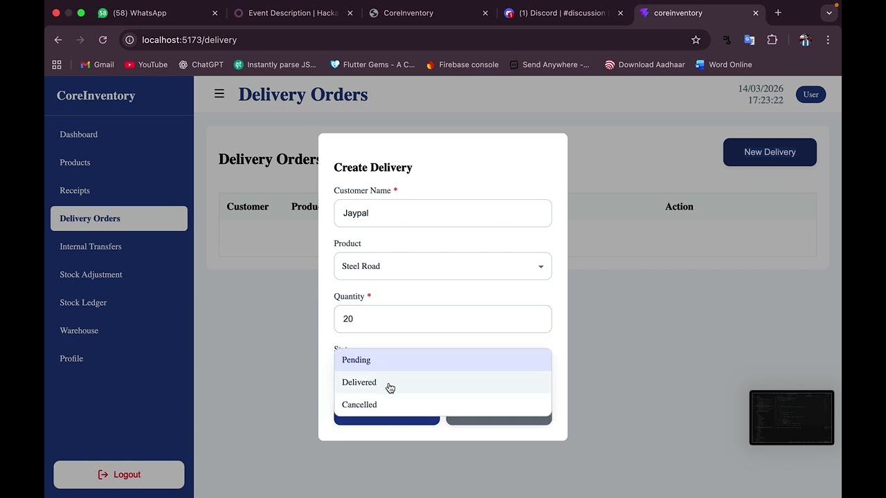 Pragat Inventory management Oddo hackhathon