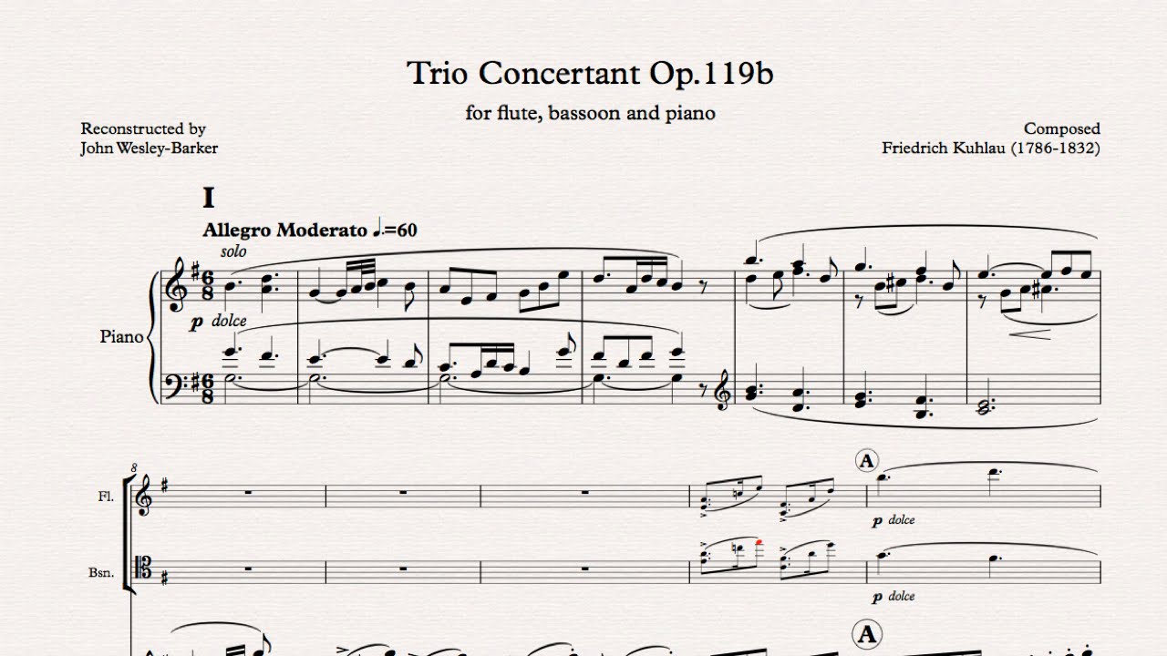 Kuhlau: Trio Concertant op 119b for flute, bassoon and piano