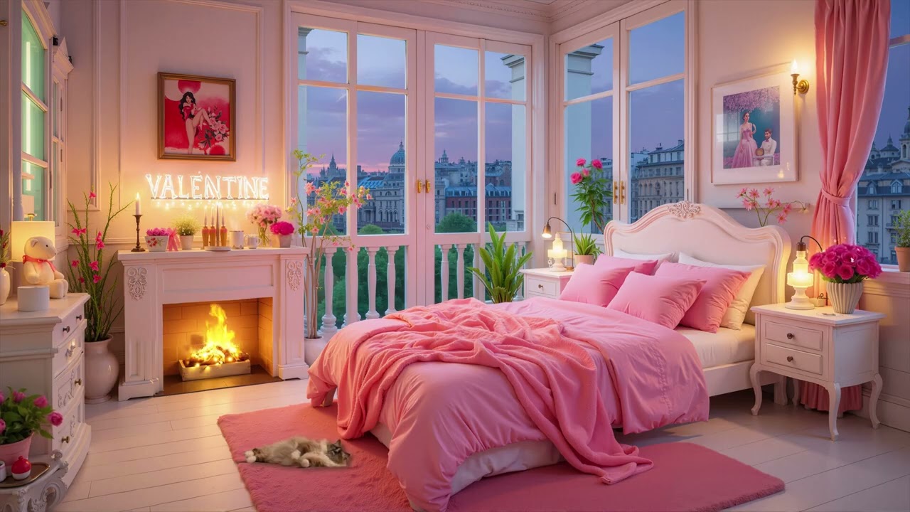 Paris Valentine Evening Ambience 🌹 Gentle Piano Melodies for Relaxation & Deep Sleep 🌙🎹