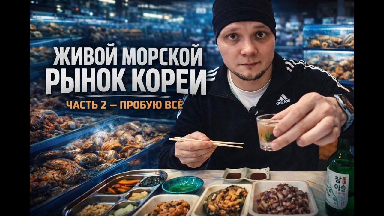 ЖИВОЙ МОРСКОЙ РЫНОК КОРЕИ 🇰🇷 | Пробую осьминога, морское ушко и кебуль (Часть 2)