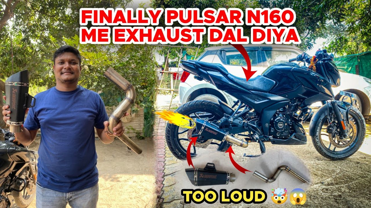 Pulsar N160 Exhaust Modification || How to install Exhaust in Pulsar N160 at Home || 🏠 🤔