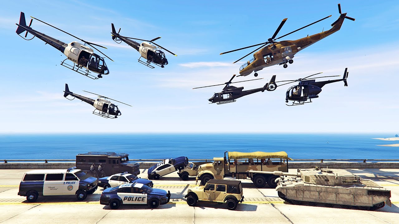 قراند 5 : العسكر ضد الشرطة (من سيفوز ؟) | GTA V FORT ZANCUDO vs THE POLICE