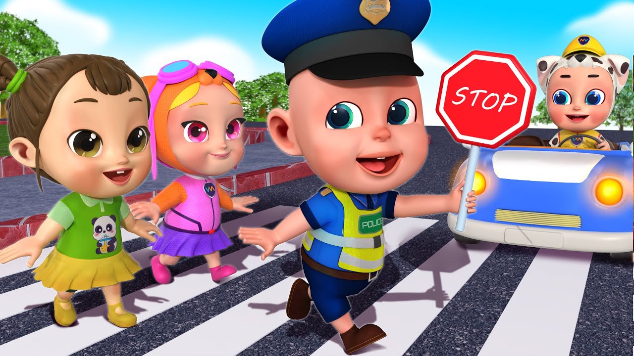 Policeman keeps everyone safe - Safety Tips + Wheels on the Bus | More Nursery Rhymes & Kids Songs