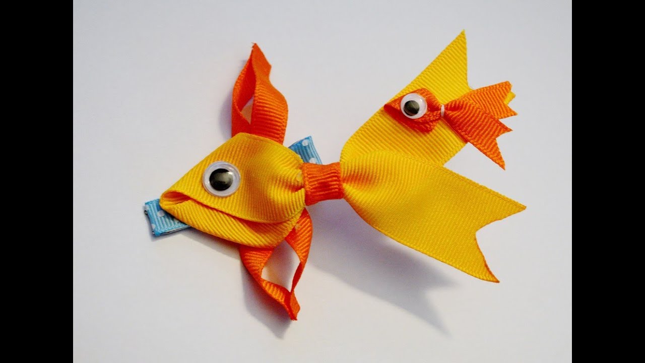 GOLDFISH Fish Ribbon Sculpture Zoo Animal Hair Clip Bow DIY Free Tutorial by Lacey