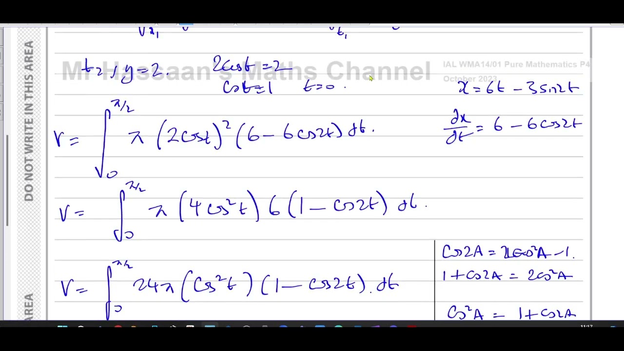 WMA14/01 (Edexcel) IAL P4 October 2023, Q8(d), Volumes of Revolution, Parametric Equations