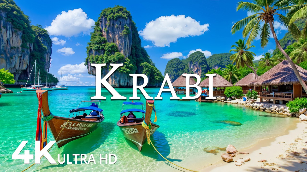 FLYING OVER KRABI (4K UHD) &ndash; Soothing Music Along With Beautiful Nature Video - 4K Video ULTRA HD