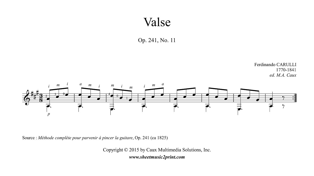 Carulli : Waltz in A Major, Op. 241, No. 11