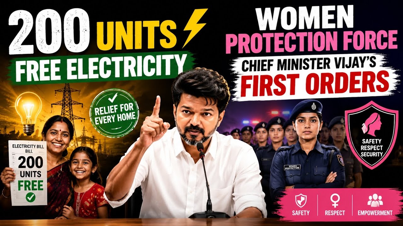 200 Units Free Electricity, Women Protection Force: Chief Minister Vijay's First Order #thalapathy