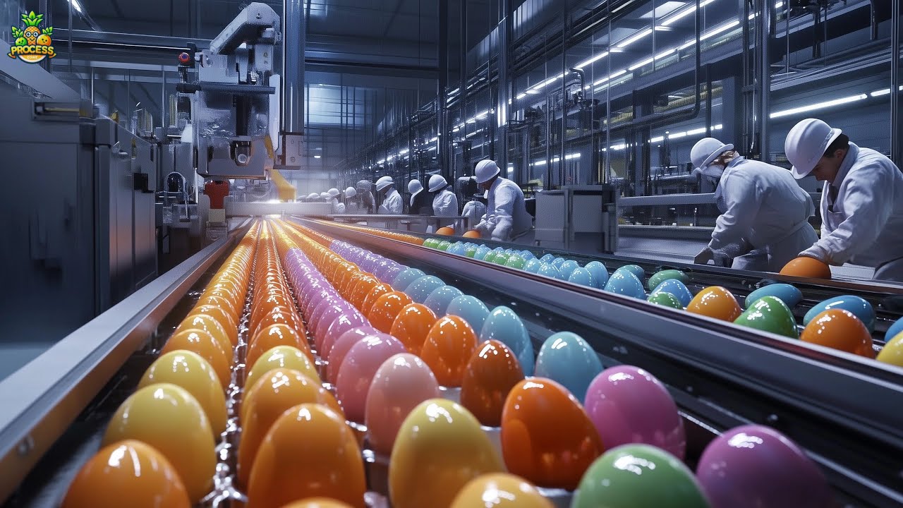 How Colorful Easter Eggs Are Made in Factory &ndash; Egg Dyeing & Decoration Process