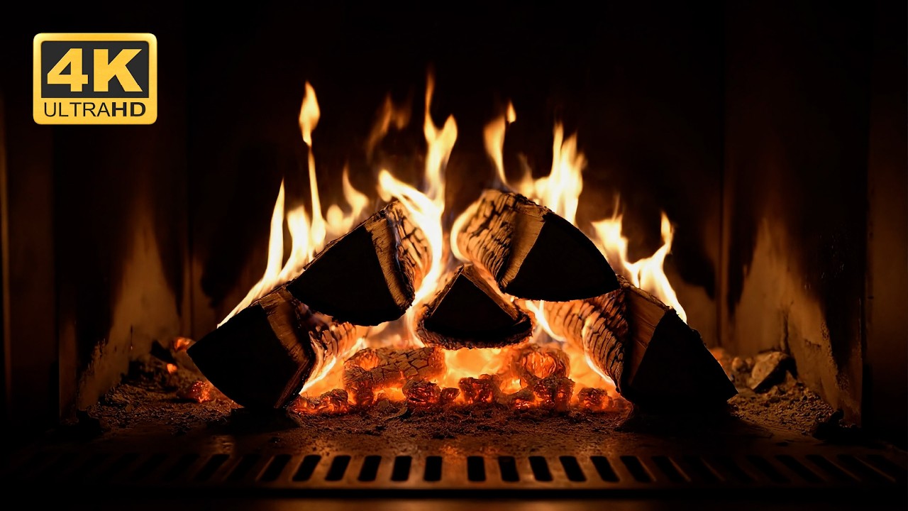 Warm Fireplace Ambience 4K UHD 🔥 Fireplace Sounds for Cozy Nights