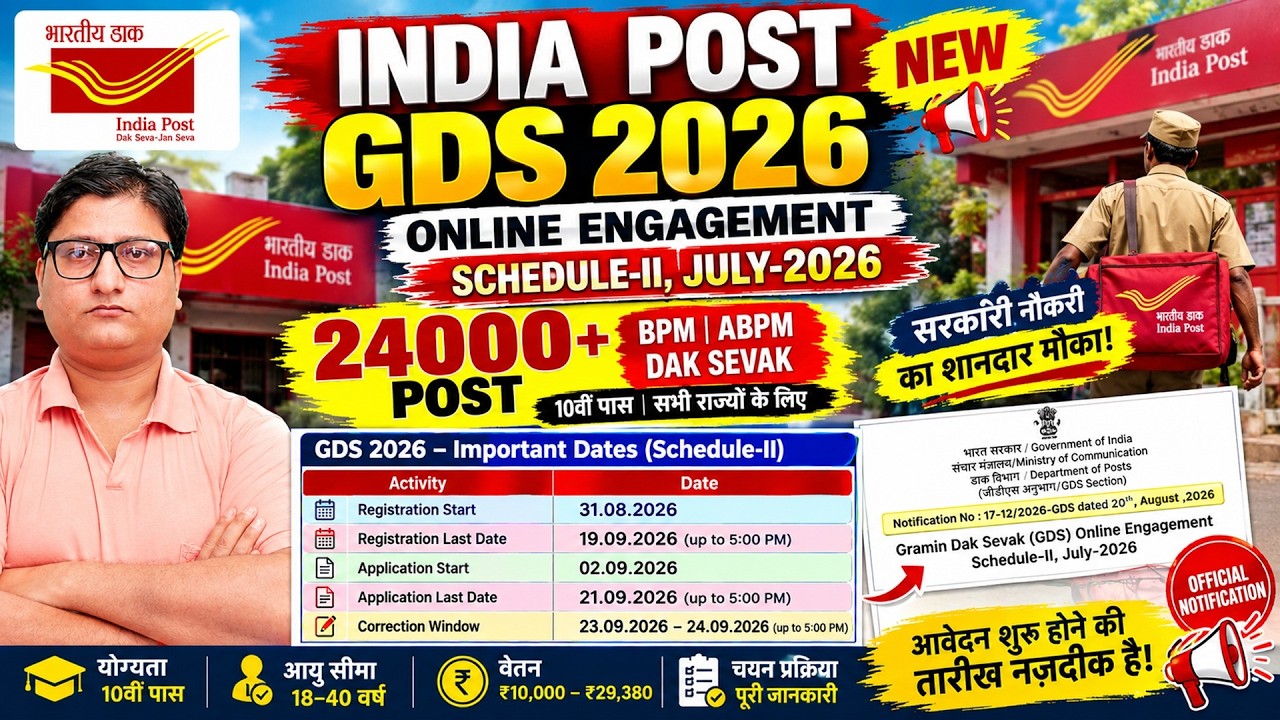 Post Office GDS Vacancy 2026 Out &brvbar;&brvbar; GDS 10th पास Recruitment 2026 Out &brvbar;&brvbar; India Post GDS Bharti 2026