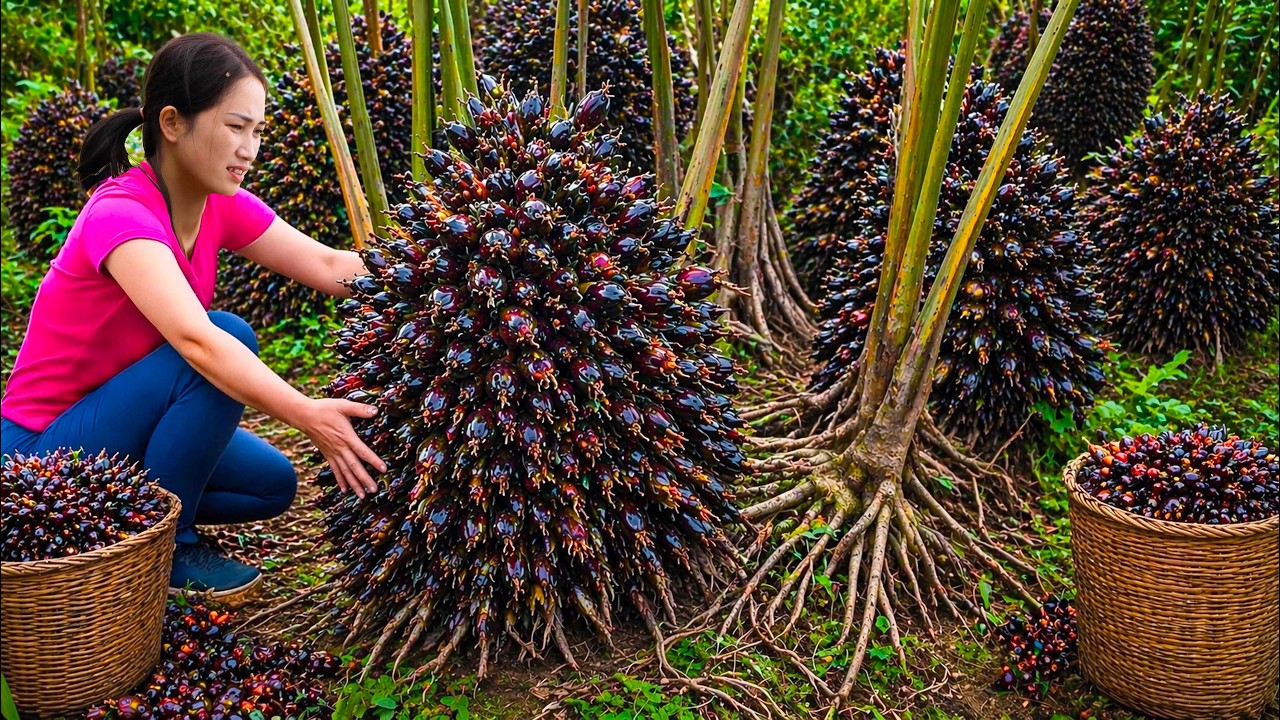 Harvesting Giant Wild Palm Fruits Hidden Underground to sell | Wild Palm Clusters No One Expected