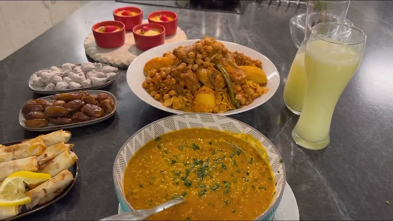 7 em Table de Iftar Ramadan 🌙 Citronnade /Nwacer/ Bourek / Soupe 🍜